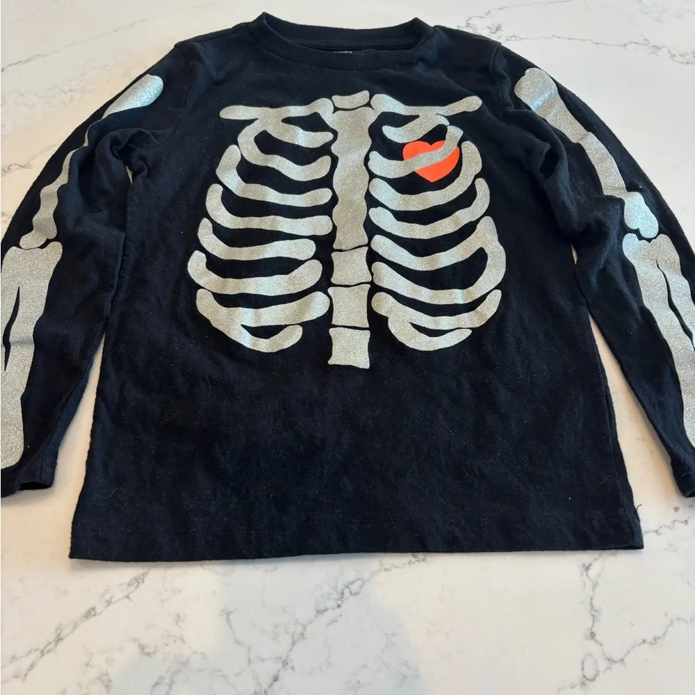 Crewcuts Black Skeleton Print Long Sleeve Tee- Glow in the Dark